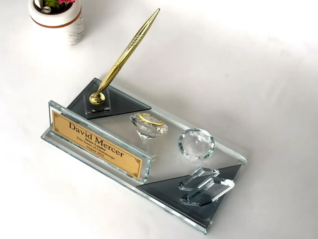 Support de bureau en cristal